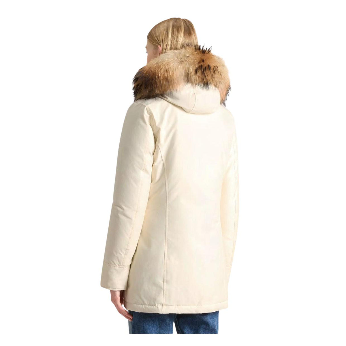 Giubbino Donna Woolrich Arctic Parka Ramar Pelliccia Removibile Bianco Panna