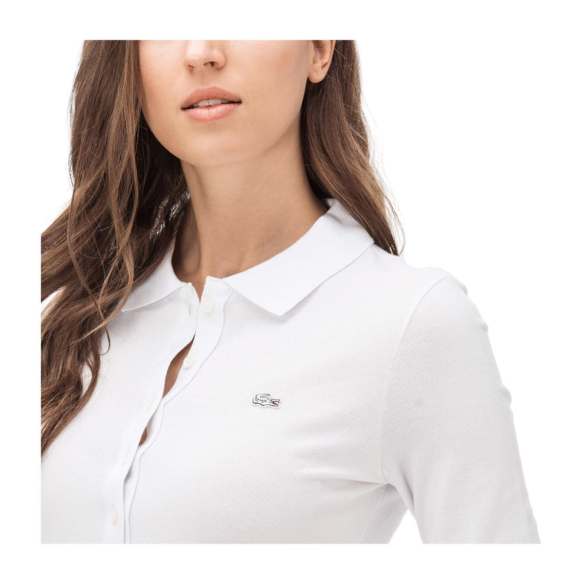Lav et navn Bane handle Lacoste Women's Polo Long Sleeves Slim Fit White on Brubaker Store