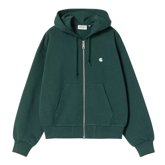 Felpa Donna Carhartt Hooded American Script Sweatshirt Verde/Grigio