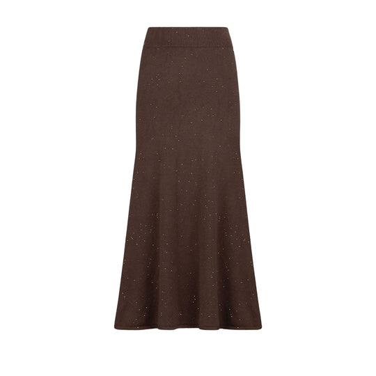 Gonna Donna LIU-JO Lunga In Maglia Pallettes Marrone