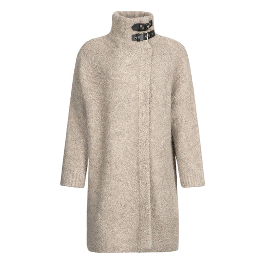 Damenmantel LIU-JO Lang aus Bouclé-Strick Beige