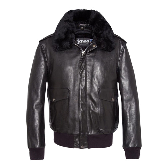 Giubbino Uomo Schott N.Y.C Aviatore A-2 Flight Jacket Made in Usa Nero