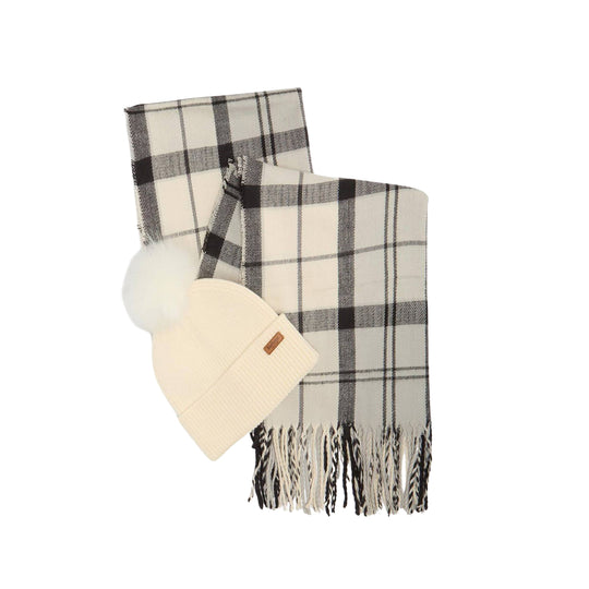 BARBOUR Set regalo Donna Berretto Dover & Sciarpa Hailes - Grigio/Panna