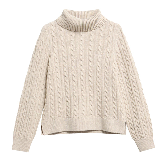BARBOUR Maglione a trecce Donna AMBLESIDE Collo Alto - Beige