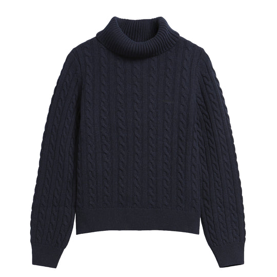 BARBOUR Maglione a trecce Donna AMBLESIDE Collo Alto - BLU