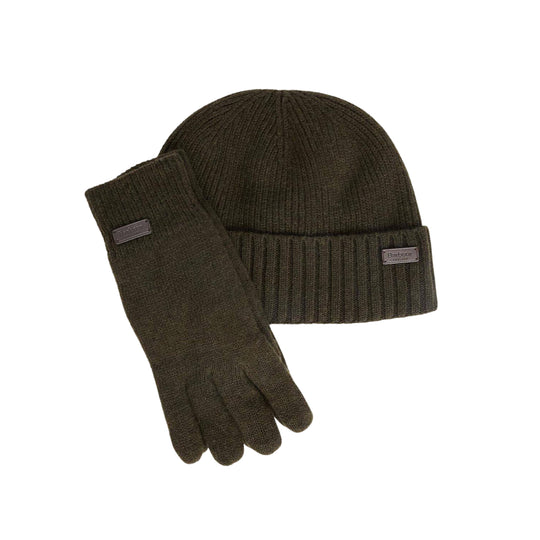BARBOUR Set Regalo Uomo Guanti e Berretto Carlton - Verde