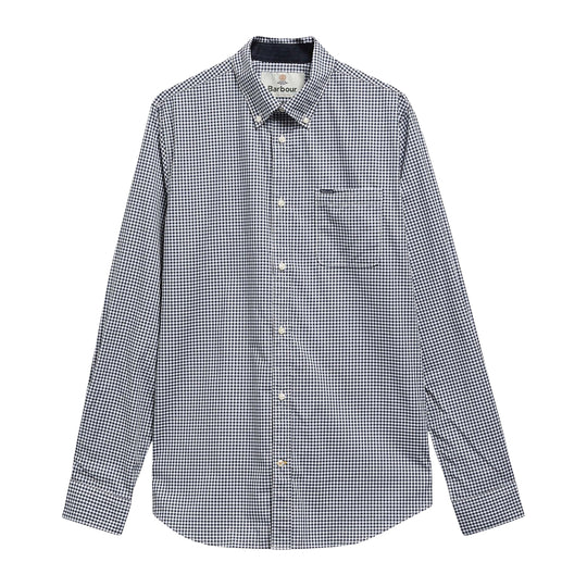 BARBOUR Camicia Harbourwall a maniche lunghe leggermente aderente - Blu/Bianco