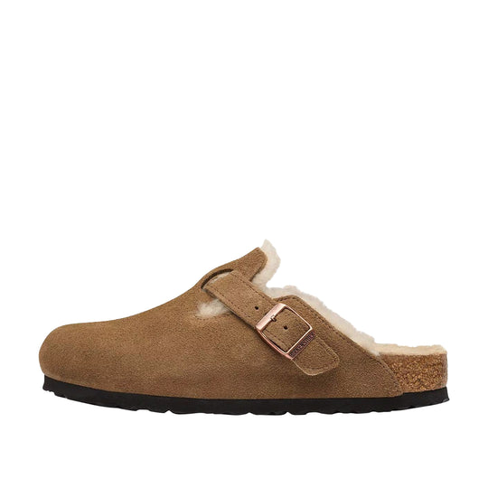 BIRKENSTOCK BOSTON SHEARLING Clogs in Suede - Tobacco