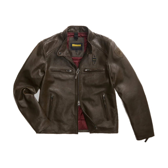 BLAUER Giubbino Uomo in Pelle Biker CARLOS - Marrone