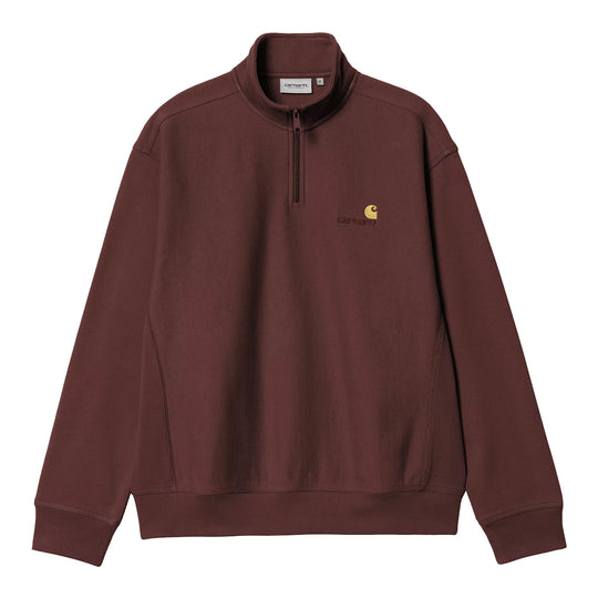 CARHARTT WIP Felpa Uomo HALF ZIP AMERICAN SCRIPT - Bordeaux