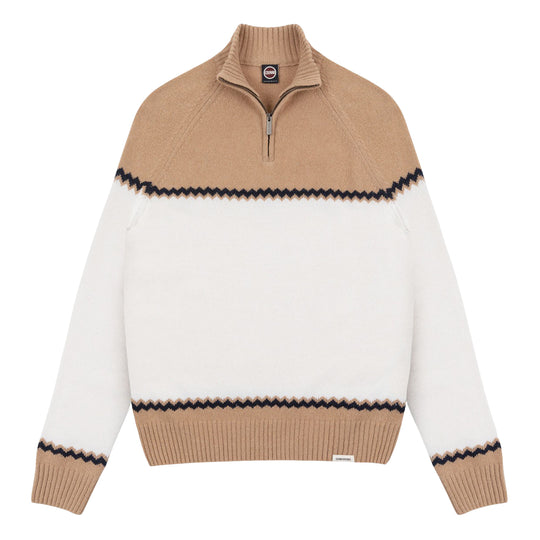 Pullover mezza zip con motivo jacquard