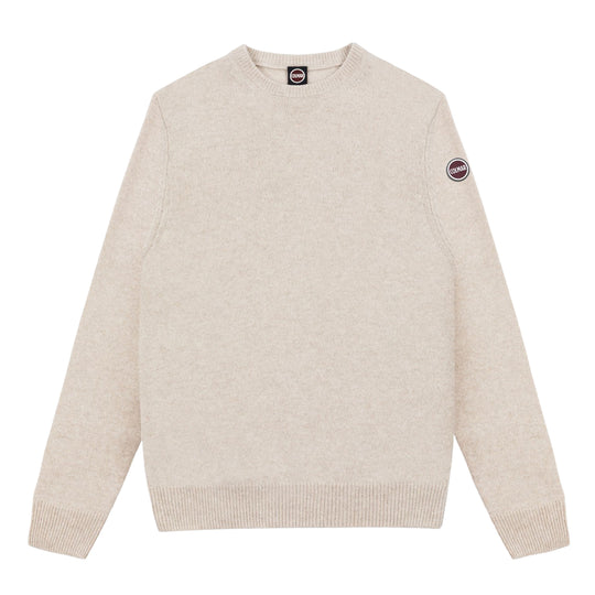 Pullover logato in lana Beige
