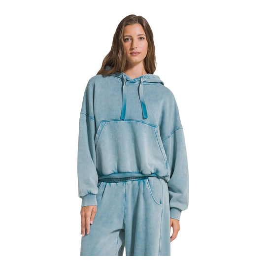 DEHA Felpa con cappuccio Comfort in Cotone Marmorizzato - Azzurro Lavato