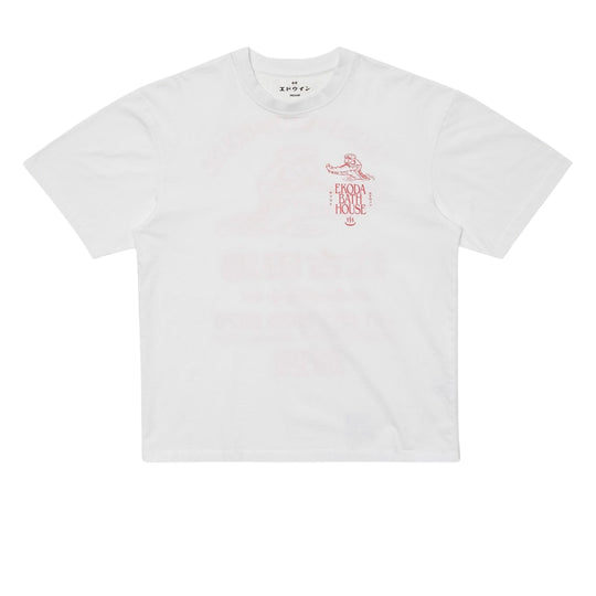 EDWIN Heren T-shirt EKODA BATH HOUSE - Wit/Rood