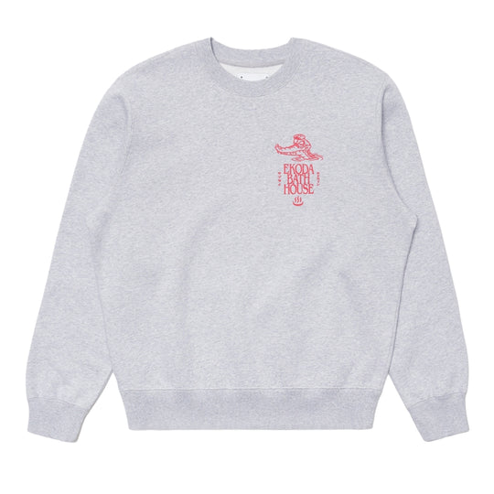EDWIN Men's EKODA BATH HOUSE Crewneck Sweatshirt - Gray/Red