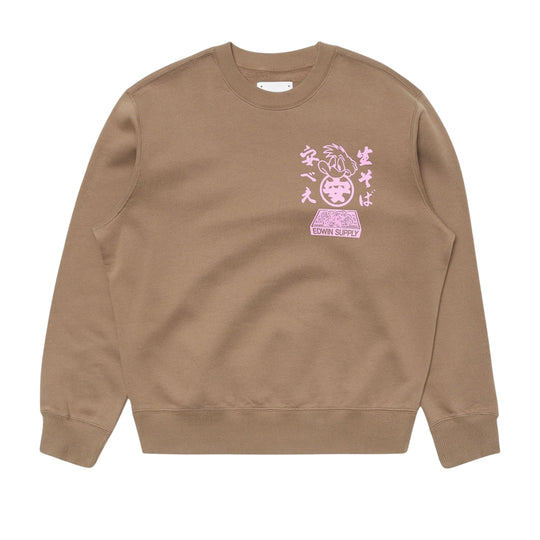 EDWIN Men's SOBA YASUBÉ Crewneck Sweatshirt - Hazelnut/Pink
