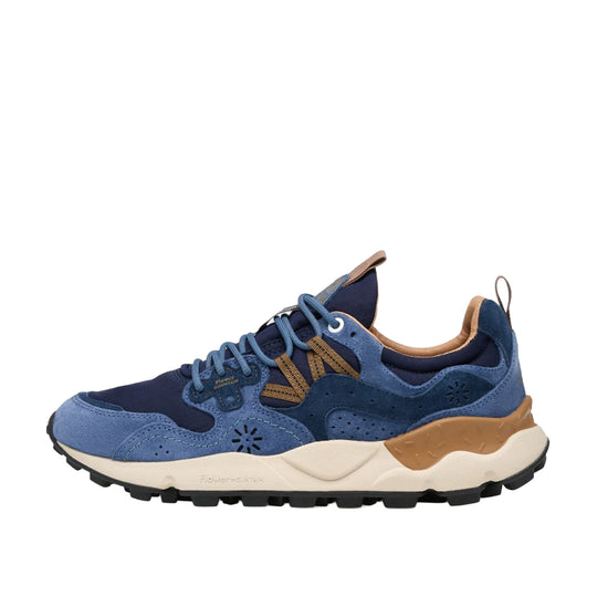 FLOWER MOUNTAIN Herensneakers YAMANO 3 van suède en technisch textiel - Blauw/Beige