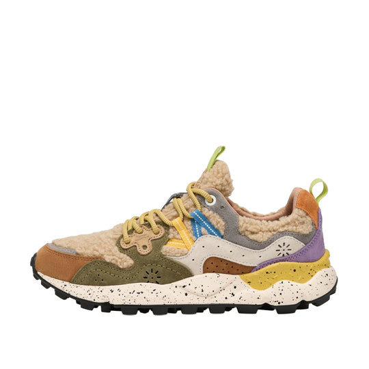 FLOWER MOUNTAIN Sneakers Unisex YAMANO 3 in Suede e Tessuto - Beige/Marrone