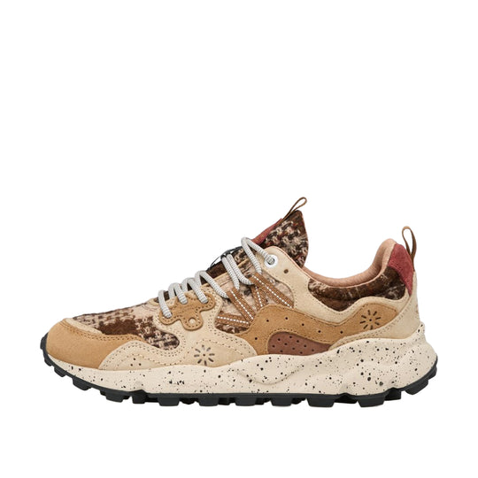 FLOWER MOUNTAIN Sneakers Unisex YAMANO 3 in Suede e Tessuto - Beige/Marrone