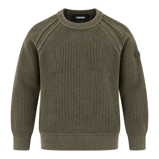 HèSKIMO Maglione Girocollo in Maglia Inglese - Marrone