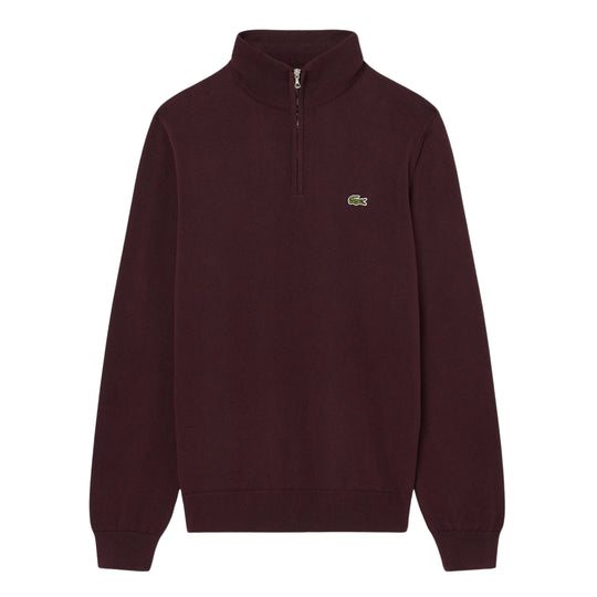 LACOSTE Maglione Uomo in cotone a collo alto con zip - Bordeaux