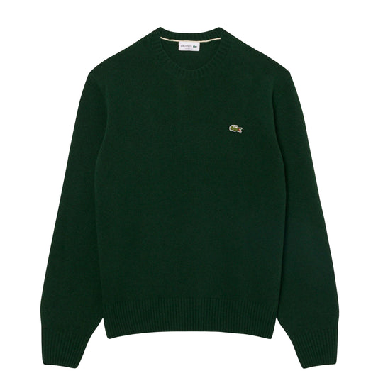Maglione a girocollo in lana cardata Verde