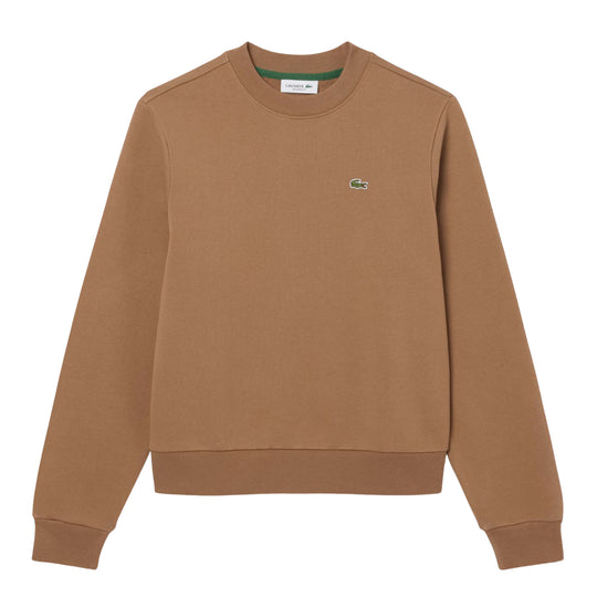 LACOSTE Felpa Donna in pile girocollo relaxed fit - Biscotto