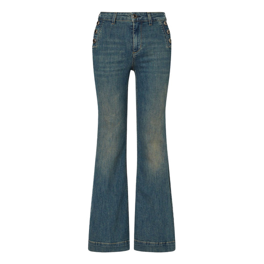 LIU-JO DENIM Jeans flare Donna con bottoni gioiello - Denim Blu chiaro