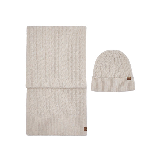 LIU-JO SOFT Dames set met muts en sjaal - Boter