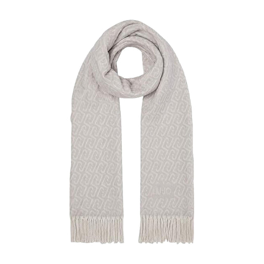 LIU-JO SOFT Women's Scarf with Monogram Logo - Gray/ White