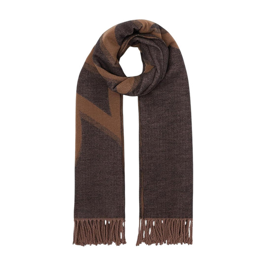 LIU-JO SOFT Maxi Scarf with Logo - Brown