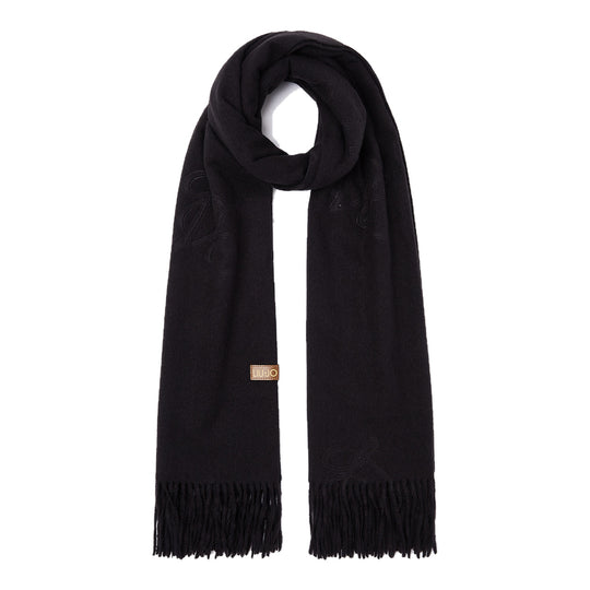 LIU-JO SOFT Scarf with Monogram Logo - Black
