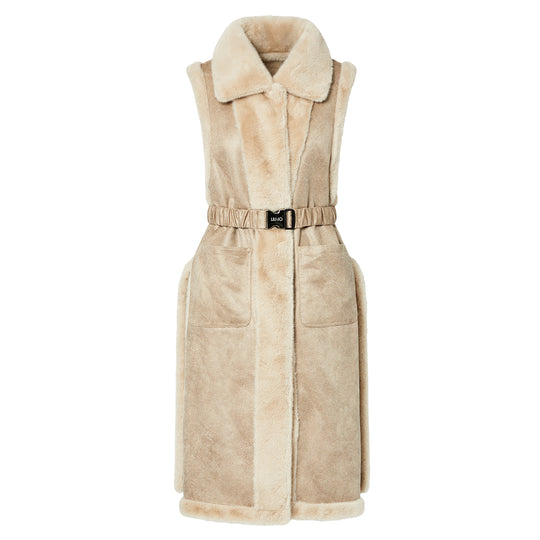 LIU-JO SOFT Gilet Donna in Montone Sintetico - Burro
