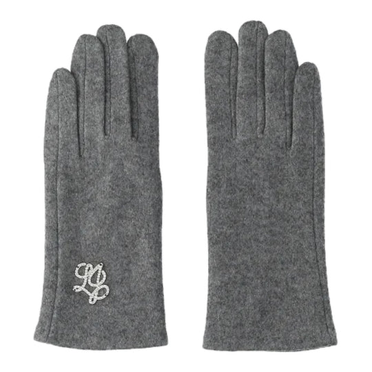 LIU-JO SOFT Gloves with Faux Fur Details - Melange Gray