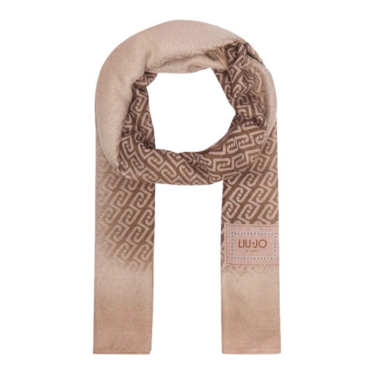 LIU-JO SOFT Gradient Scarf with Monogram Logo - Beige
