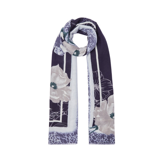 LIU-JO SOFT Damesstola met bloemen en dierenprint - Blauw