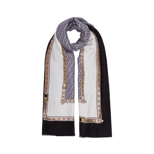 LIU-JO SOFT Damesstola met monogramlogo - Zwart
