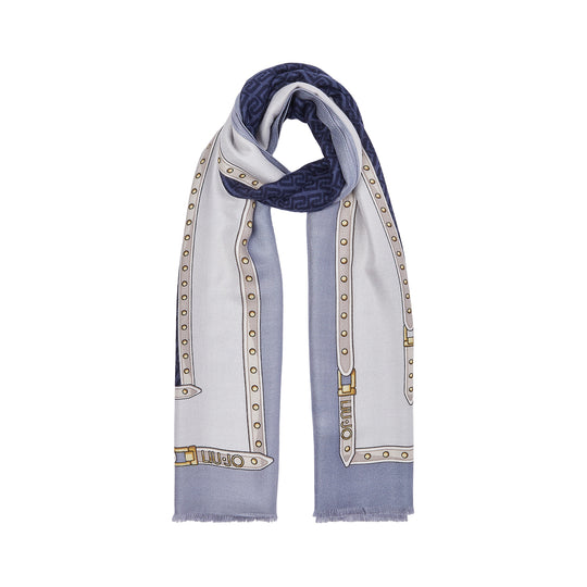 LIU-JO SOFT Damesstola met monogramlogo - Blauw