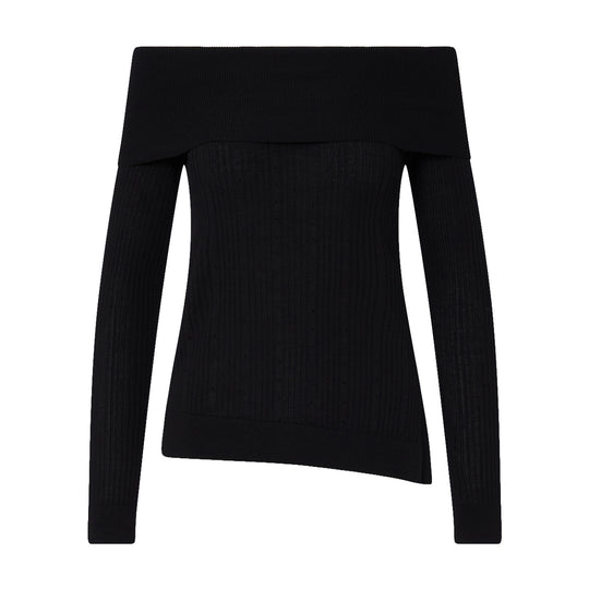 LIU-JO WHITE Wollpullover mit Bardot-Ausschnitt - Schwarz