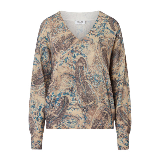 LIU-JO WHITE Pullover mit V-Ausschnitt - Mehrfarbig