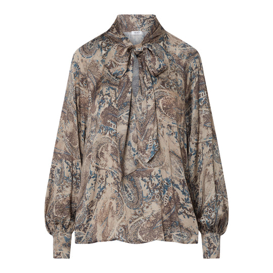 LIU-JO WHITE Bluse aus bedrucktem Satin - Mehrfarbig
