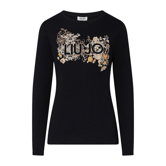 LIU-JO WHITE T-Shirt in Skinny Fit mit Logo - Schwarz