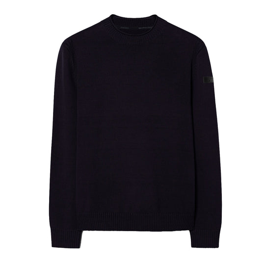 RRD Plain Cotton Crew-Neck Sweater - Blue/Black