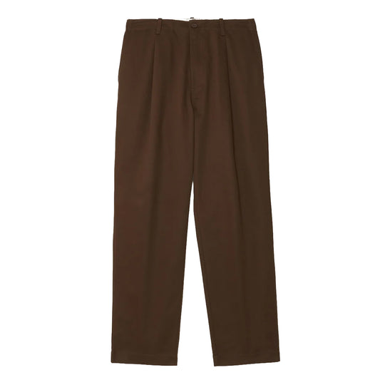 UNIVERSAL OVERALL Pantaloni Uomo in twill con pinces e gamba affusolata - Marrone