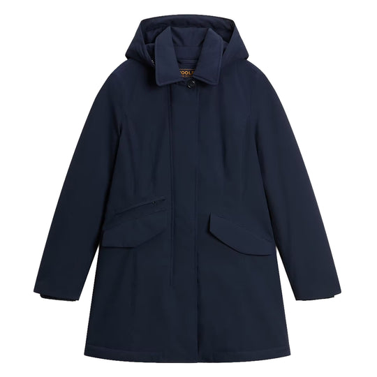 WOOLRICH Giubbino Donna in Light Stretch con cappuccio rimovibile - Blu