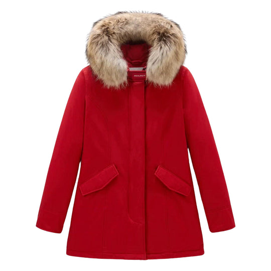 Woolrich Damen Arctic Parka Ramar Jacke mit abnehmbarem Fell, Rot
