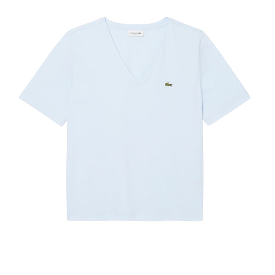 T-shirt Donna Lacoste Scollo V Celeste