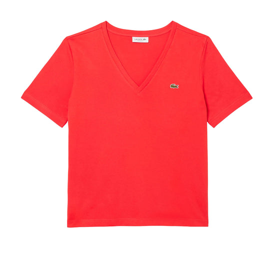 T-shirt Dames Lacoste V-hals Koraal