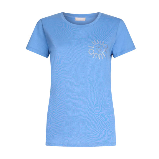 T-shirt Dames Liu-Jo Logo Strass Lichtblauw