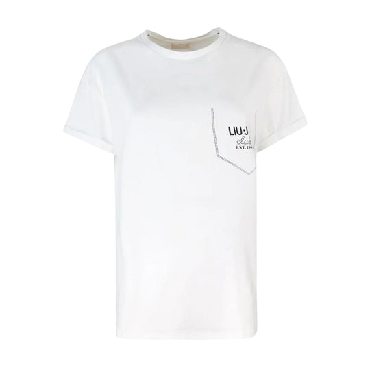 Dames T-shirt Liu-Jo Pocket Strass Wit